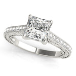 Load image into Gallery viewer, Platinum Single Row Princess Engagement Rings – Setting (Size 12)