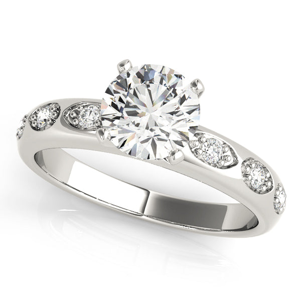 Platinum Single Row Engagement Rings – Setting (Size 7.25)