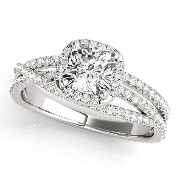 Platinum Halo Cushion Engagement Rings – Setting (Size 13)